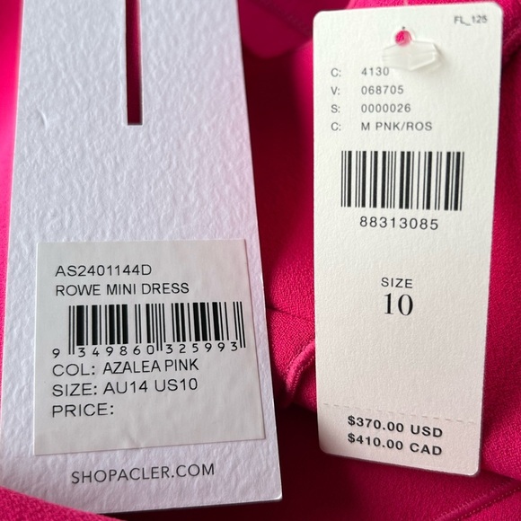 NWT Acler Rowe Mini Dress Azalea Pink Seamed Asymmetrical $370. Size 10 - Picture 8 of 12